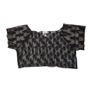 Winterland Productions Jackie Harris Black Sheer Lace Crop Top One Size EUC